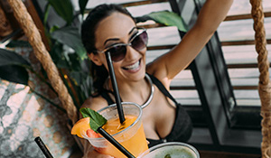 Woman Happy with fruit drink