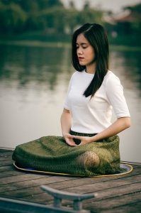 Woman Seated Yoga Style Breathing