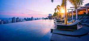 Beautiful Side Shot of Marina Bay Sands Infinity Pool Singapore