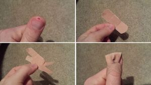 4 Images of a Cut Thumb Bandaid