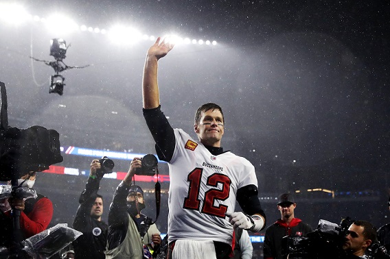 Tom Brady Waving On Football Field